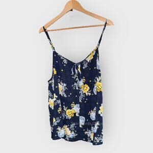 Torrid Blue Floral Swing Tank Top 4 26/28 Tie Front Spaghetti Strap Cottagecore
